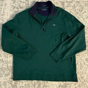Vineyard Vines quarter-zip sweater pullover in green pima cotton size xl